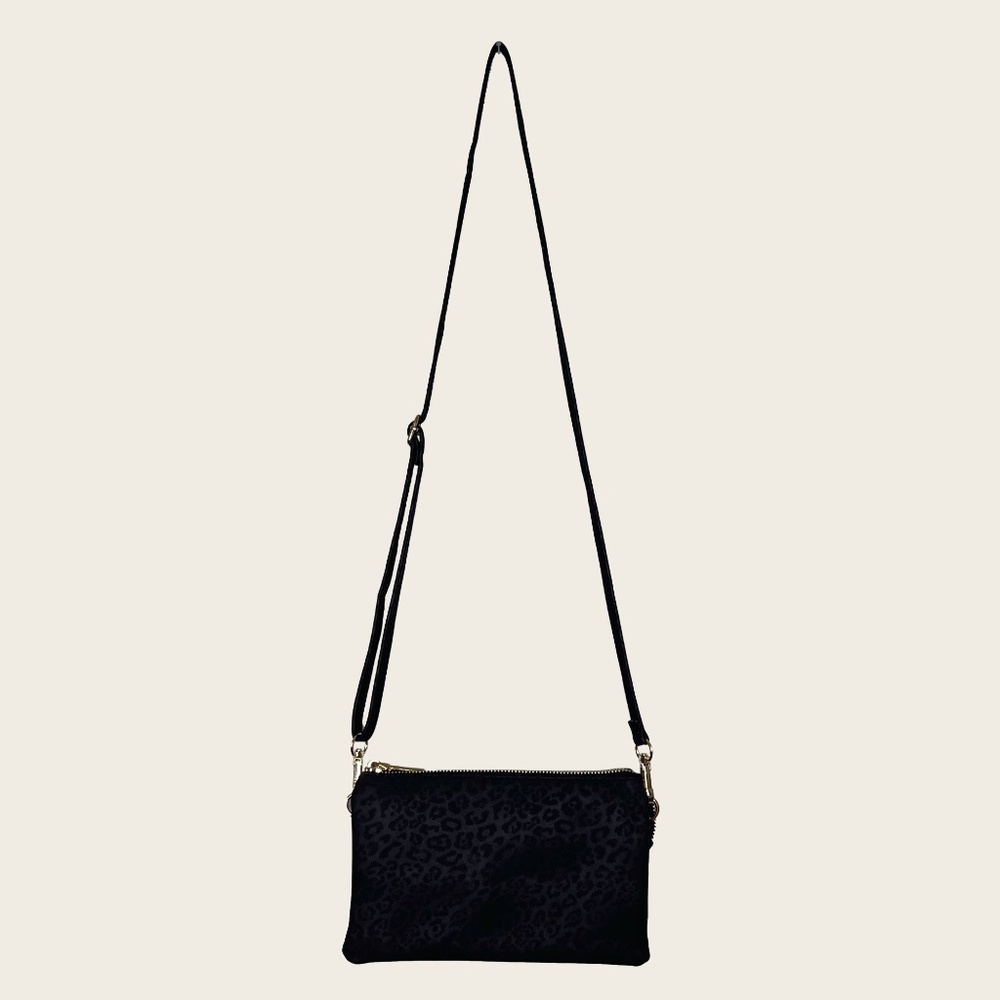Jen & Co Black Leopard Print Riley Vegan Crossbody